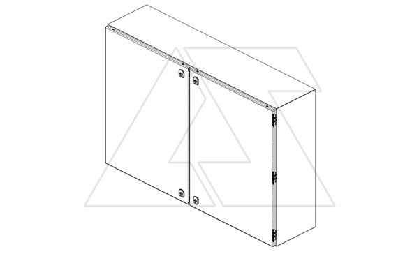 Щит DM моноблочный 1000x1000x300мм (ВхШхГ) навесной с монт. панелью, 2 глухие двери, 4 замка, 6 петель, RAL7035, IP54