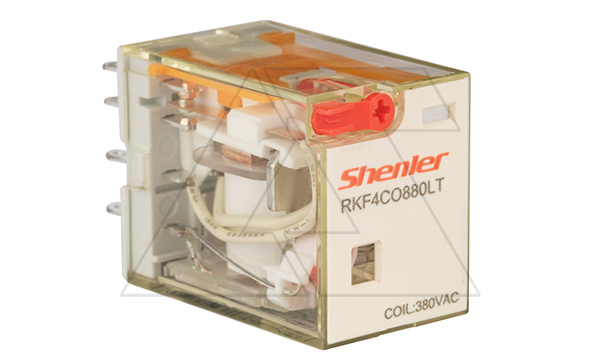 Реле RKF4CO880LT, 4CO, 6A(250VAC/30VDC), 380VAC, мех. индикация, тест-кнопка с блокировкой, LED