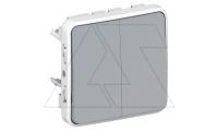 PLEXO - Переключатель на 2 направления двухклавишный, IP55, пруж. зажимы, серый