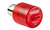 Индикатор светодиодный BA15S, красный, постоянный свет, 220VAC