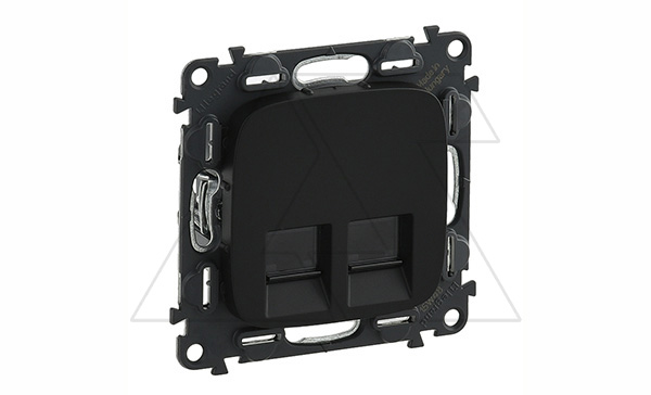 Valena Allure - Розетка 2хRJ-45 UTP CAT6, антрацит (инд. упаковка)