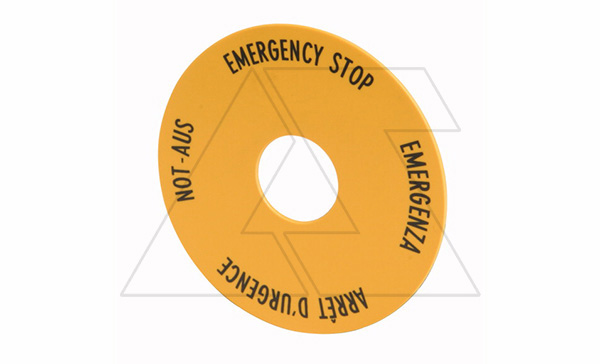 Кольцо желтое Titan М22-ХВК1 с обозн. аварийного останова на 4-х языках d=60мм