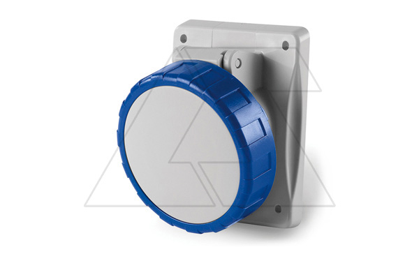 Разъем пром. силовой CEE встраиваемый наклонный, гнездо, 16A, 2P+E 6h, 200_250VAC 50/60Hz, уст. 70x87mm, IP66/IP67/IP69, серия OPTIMA