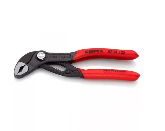 Клещи переставные COBRA® с фиксатором, 27 мм (1"), под ключ 27 мм, L-125 мм, Cr-V, серые, обливные рукоятки (KNIPEX)