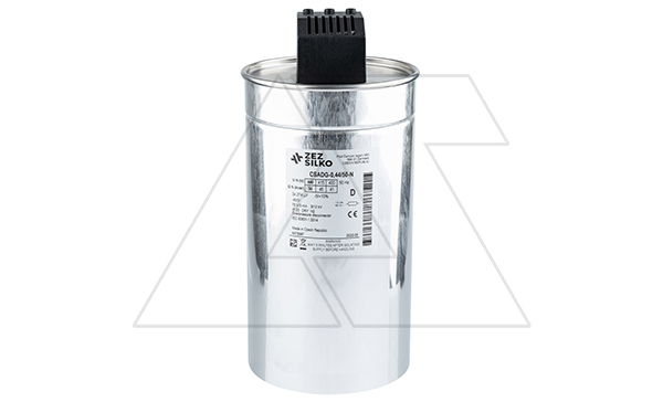 Конденсатор CSADG-0,44/50N, трехфазный, 50kVAr(440VAC), 41kVAr(400VAC), MKP заполненный гелем, S=35mm², нормальный режим, IP20