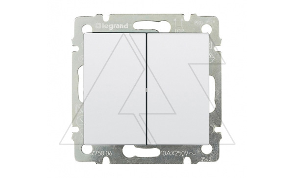 Valena - Выключатель двухклавишный, белый (инд. упаковка)