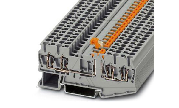 Клемма с ножевым размыкателем ST 2,5-QUATTRO-MT /5,2mm, пружинная, 4 присоед., 2,5(max 4)mm2, 20A, 400V, серая