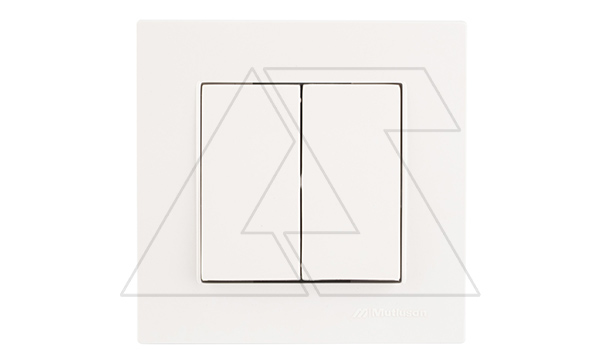 Rita - Выключатель двухклавишный, пруж. зажимы, (в комплекте с рамкой), белый