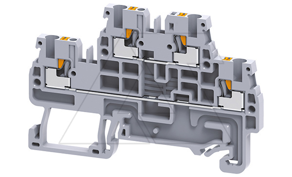 Клемма двухъярусная CPDL1.5 /3,5x67,2mm, push-in, 4 присоед., 1,5(max 2,5)mm2, 16A, 500V, серая