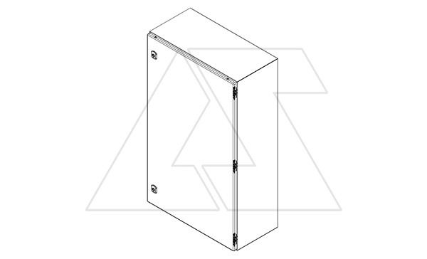 Щит DM моноблочный 1000x800x300мм (ВхШхГ) навесной с монт. панелью, 1 глухая дверь, 2 замка, 3 петли, RAL7035, IP66