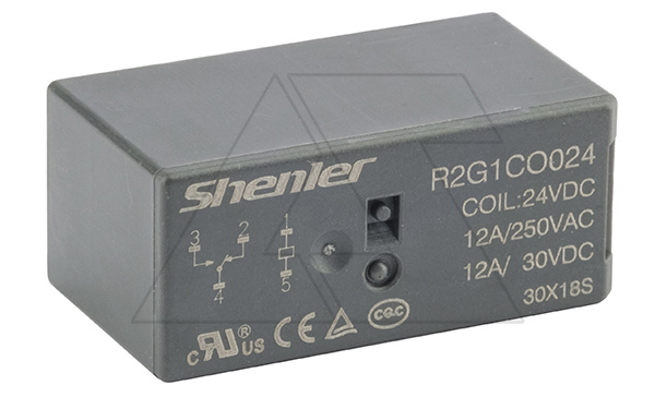 Реле R2G1CO024, 1CO, 12A(250VAC/30VDC), 24VDC,  растр. 3,5mm, IP50