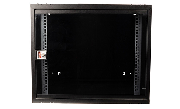 Щит телекоммуникационный 19", 12U, ВxШxГ 633x600x600 мм, PANDORA, навесной, дверь стекло, черный