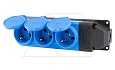 Tena - Блок розеточный 3х2P+E c крышкой, IP44, моноблок, синий от интернет-магазина amperkin.by