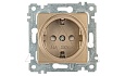 Rita - Розетка 2P+E, защ. шторки, золото доре от интернет-магазина amperkin.by