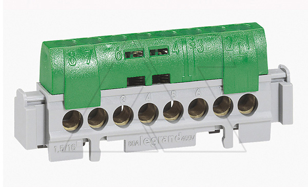 Клеммная колодка "зеленая" 1х6-25+16х1.5-16мм2, L=141мм (стикерованный)