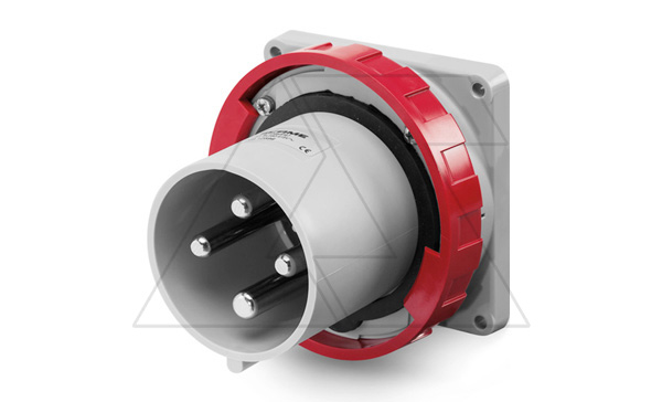 Разъем пром. силовой CEE встраиваемый, штекер, 63A, 3P+E 6h, 380_415VAC 50/60Hz, уст. 100x110mm, IP66/IP67/IP69, серия OPTIMA