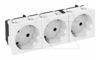 Розетка STD-D3 RW3, 3х2P+E нем.ст., со смещением контактов 33°, пруж. зажимы, защ. шторки (белый)