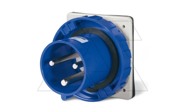 Разъем пром. силовой CEE встраиваемый, штекер, 125A, 2P+E 6h, 200_250VAC 50/60Hz, уст. 114x114mm, IP66/IP67, серия OPTIMA