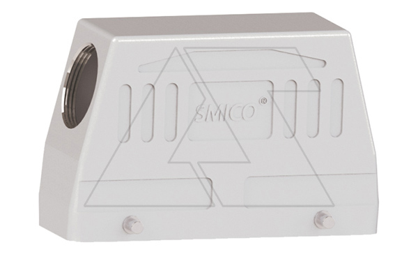 Корпус разъема, размер H24B, кабельный, высокий, угловой ввод M40, металл, IP65, RAL 7037