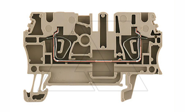 Клемма пружинная ZDU 2,5 на 2 присоед., бежевая, 24А, 800В