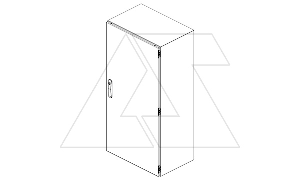 Щит DM моноблочный 1200x800x400мм (ВхШхГ) навесной с монт. панелью, 1 глухая дверь, ригельный замок, 3 петли, RAL7035, IP66