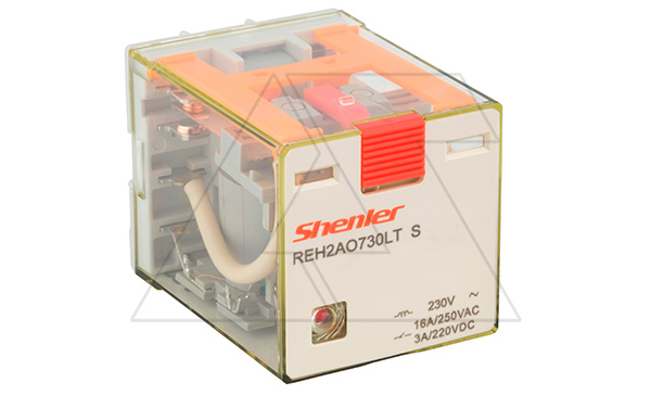 Реле REH2AO730LTS, 2NO, 16A(400VAC)/ 10A(220VDC), 230VAC, мех. индикация, тест-кнопка с блокировкой, LED, магнит