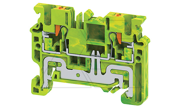 Клемма защитного проводника CPG2.5 /5x49,7mm, push-in, 2 присоед., 2,5(max 4)mm2, желто-зеленая