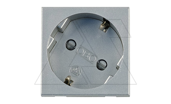 Розетка STD-D3 AL1, 2P+E нем.ст., со смещением контактов 33°, пруж. зажимы, защ. шторки (алюминий)