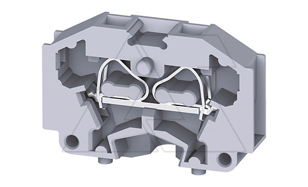 Мини-клемма проходная модульная CM1.5S /5x26,5mm, монтаж на панель, пружинная, 2 присоед., 1,5(max 2,5)mm2, 17A, 500V, серая