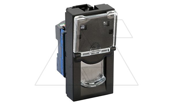 Mosaic - Розетка RJ-45 Кат. 6 UTP, 1М, с окном маркировки, матовый черный