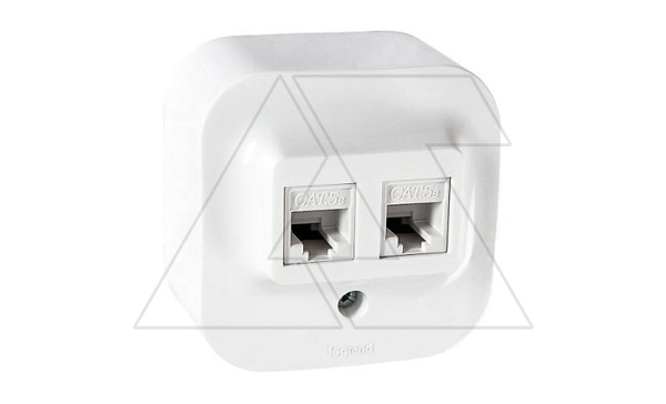 Quteo - Розетка двойная 2хRJ-45 UTP кат.5Е, накладной монтаж, белая