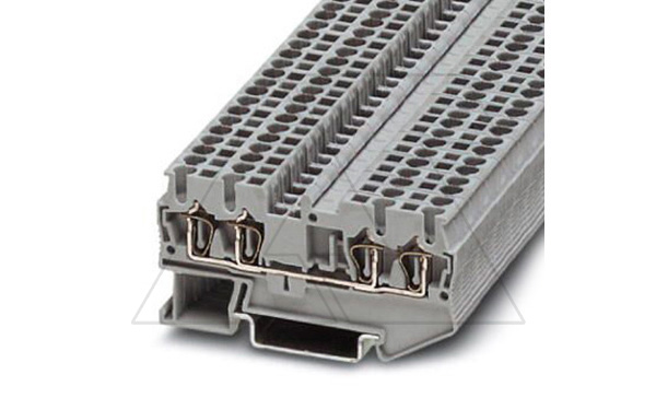 Клемма проходная ST 2,5-QUATTRO /5,2mm, пружинная, 4 присоед., 2,5(max 4)mm2, 24A, 800V, серая