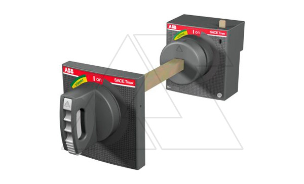 Рукоятка выносная поворотная RHE-EM авар. откл. для стационарного/втычного XT1 и XT3, IP40 к-т основание и ось 500mm с рукояткой на дверь, желто-красн