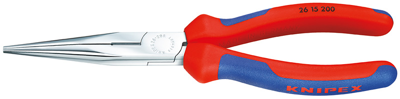 Длинногубцы с режущими кромками, полукруглые прямые губки, L-200 мм, хром., 2-комп. рукоятки, SB (KNIPEX)