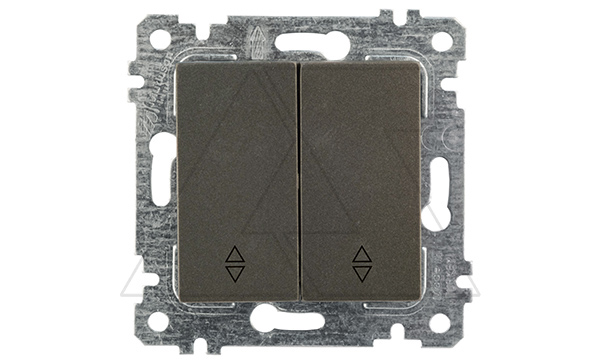 Rita - Переключатель на два направления двухклавишный, пруж. зажимы, дымчатый