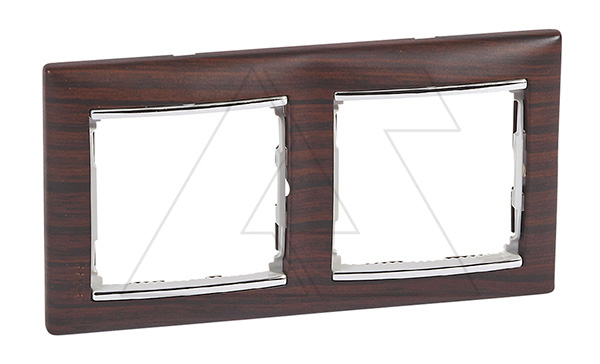Valena - Рамка 2 поста верт/гориз, темное дерево/серебро