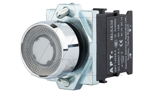 Кнопка плоская PB1S, белая, без фиксации, с подсветкой без LED, 1NO, 6A 230VAC/24VDC, 22mm, IP65