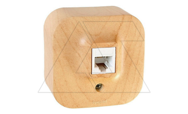 Quteo - Розетка телеф. 1хRJ-11 4 конт. (дерево) (стикерованный)