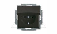 Basic 55 - Розетка 2P+E нем. стд. с крышкой (шато-черный)