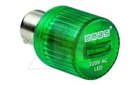 Индикатор светодиодный BA15S, зеленый, постоянный свет, 220VAC