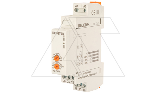 Реле времени RS-TA23, 2CO, 8A(250VAC), 24_240VAC/DC, 100ms_10d/ON/OFF, задержка на включение, 1M
