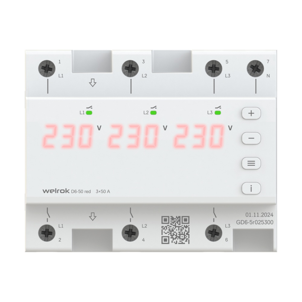 Реле напряжения Welrok D6-50 red