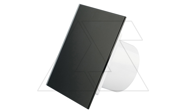 Вентилятор с декор. панелью dRim S, Ø125мм, без управления, вал на подш., ~230В, 10Вт, 140м³/ч, стекло, черный матовый