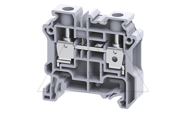 Клемма проходная CY10 /10x50mm, винтовая, 2 присоед., 10mm2, 57A, 1000V, серая