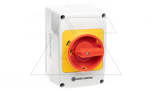 Переключатель PNGBS 40 10 LK, аварийный, 3P, 40A, тип 0-1, 18.5kW(400VAC по АС-23), красная блокируемая в 0 рукоятка, в корпусе IP65 Переключатель PNGBS 40 10 LK, аварийный, 3P, 40A, тип 0-1, 18.5kW(400VAC по АС-23), красная блокируемая в 0 рукоятка, в корпусе IP65