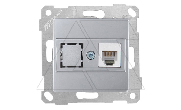 Rita - Розетка телефонная 1хRJ-12, нерж. сталь