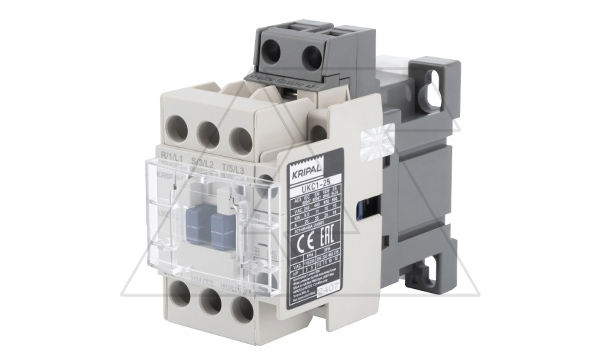 Контактор UKC1-25-11-400AC, 3P, 25A(AC-3), 40A(AC-1), 11kW(400VAC), Uк=400VAC, 1NO+1NC