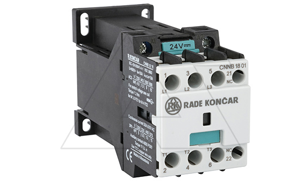 Контактор CNNB 18 01, 24VDC, 3P, 18A/(30A по AC-1), 7.5kW(400VAC), 1NC, Uk=24VDC