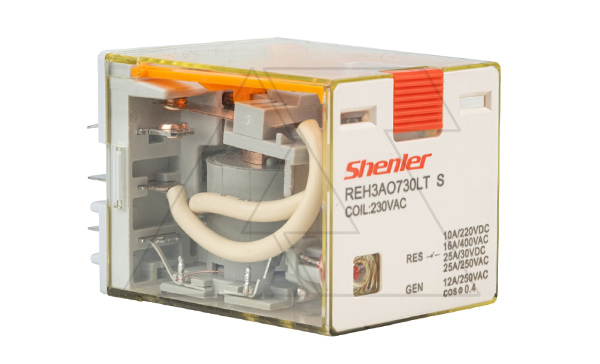 Реле REH3AO730LTS, 3NO, 16A(400VAC)/ 10A(220VDC), 230VAC, мех. индикация, тест-кнопка с блокировкой, LED, магнит