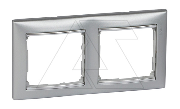 Valena - Рамка 2 поста верт/гориз, алюминий/серебро